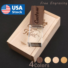 Wood+Crystal USB 3.0 Flash Drive Customize Logo Photography Wedding Pendrive 8GB