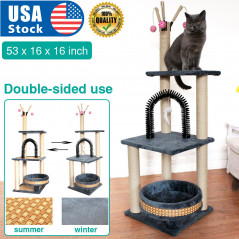 53" Cat Tree Activity Tower Pet Kitty Furniture with Cave Scratching Posts