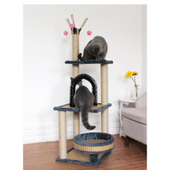 53" Cat Tree Activity Tower Pet Kitty Furniture with Cave Scratching Posts