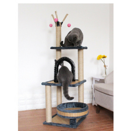53" Cat Tree Activity Tower Pet Kitty Furniture with Cave Scratching Posts