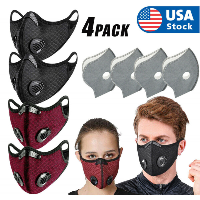 4PCS Reusable Outdoor Face Mask Valves & 5-Layer Filter - Breathable & Washable