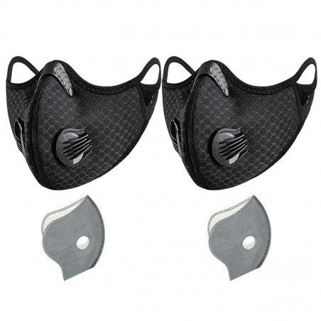 2PCS Activated Carbon Air Purifying Face Mask Cycling Reusable Filter Haze Valve