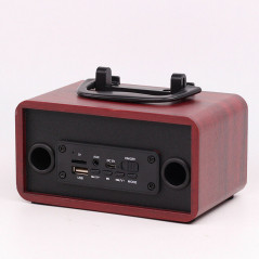 Retro Wooden Wireless Bluetooth Portable Speaker Stereo Subwoofer Phone Holder