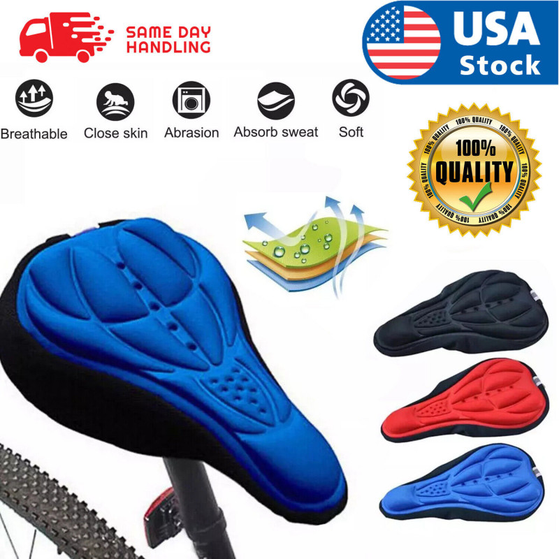 Padded Bike 3D Gel Saddle Seat Cover Bicycle Silicone Soft Comfort Pad Cushion