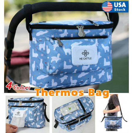 Baby Stroller Organizer Pushchair Safe Console Tray Cup Holder Hanging Bag