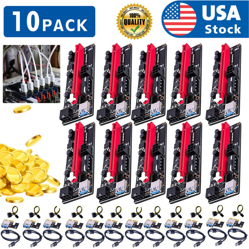 10PACK PCI-E 1x to 16x Powered USB3.0 GPU Riser Extender Adapter Card VER 009s