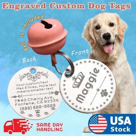 Stainless Steel Pet ID Tags Dog Tags Personalized Front and Back Engraving