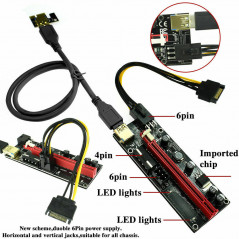 3PACK PCI-E 1x to 16x Powered USB3.0 GPU Riser Extender Adapter Card VER 009s