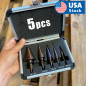 5Pcs Large Metal Step Drill Bit Set HSS Multiple Hole 50 Sizes w/ Case