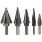5Pcs Large Metal Step Drill Bit Set HSS Multiple Hole 50 Sizes w/ Case