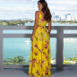 Women Floral Sexy Backless Evening Party Beach Long Maxi Dresses Boho Sundress