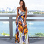 Women Floral Sexy Backless Evening Party Beach Long Maxi Dresses Boho Sundress