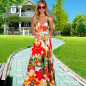 Women Floral Sexy Backless Evening Party Beach Long Maxi Dresses Boho Sundress