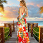 Women Floral Sexy Backless Evening Party Beach Long Maxi Dresses Boho Sundress