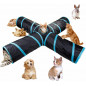 Feline New Cat Tunnel Design, Collapsible 4-way Tunnel Toy with Crinkle