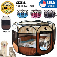 45" 600D Oxford Portable Pet Puppy Soft Tent Playpen Dog Cat Folding Crate