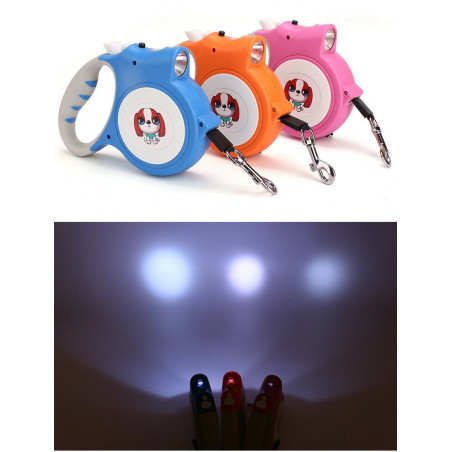 16.5ft Automatic Retractable Dog Leash Pet Collar LED Light