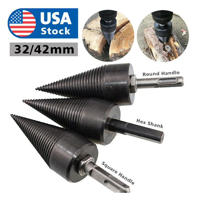 High Speed Twist Firewood Drill Bit Wood Splitter Screw Splitting Cone Driver US