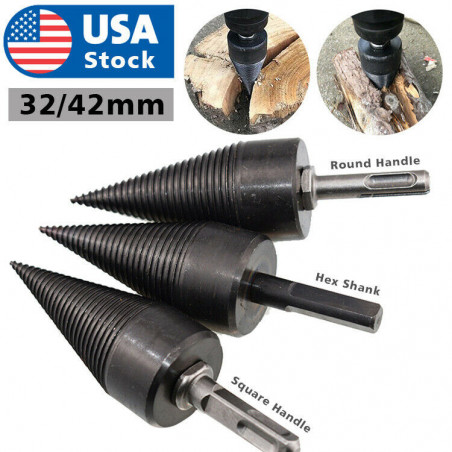 High Speed Twist Firewood Drill Bit Wood Splitter Screw Splitting Cone Driver US