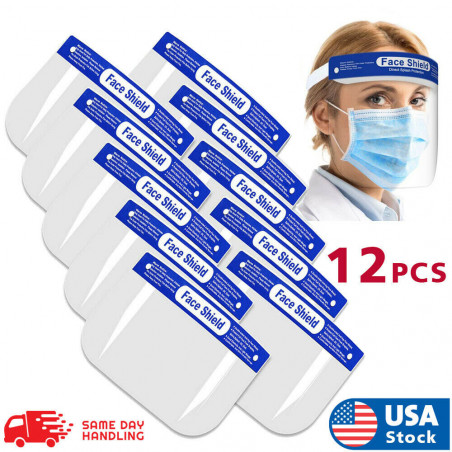 12Pack Safety Full Face Shield Reusable Protection Cover Face Eye Cashier Helmet