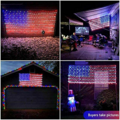 Flag Lights 420 LED American Flag Net String Light Hanging Garden Yard Decor