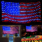 Flag Lights 420 LED American Flag Net String Light Hanging Garden Yard Decor