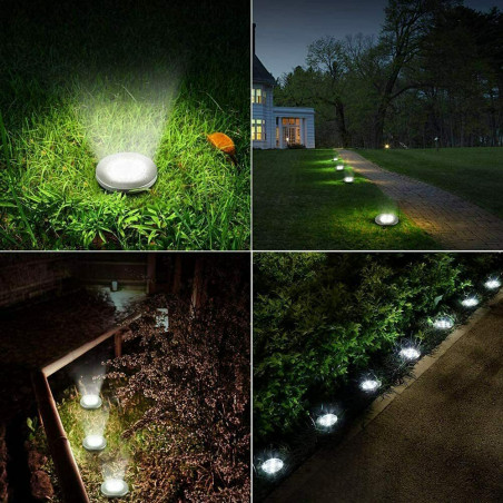 4 x 8LED Solar Power Buried Light Under Ground Outdoor Path Decking Lamp B-White