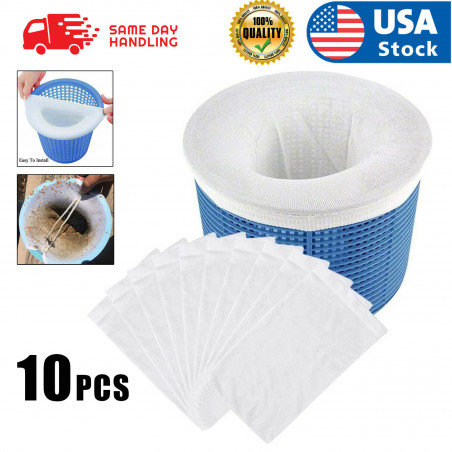 10 Pack Swimming Pool Spa Skimmer Basket Filter Saver Bag Fine Mesh Screen Socks