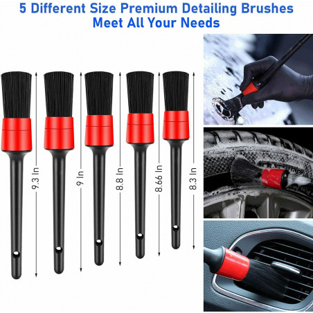 11x Car Detailing Brush Wash Auto Detailing Cleaning Kit Engine for Wheel Clean