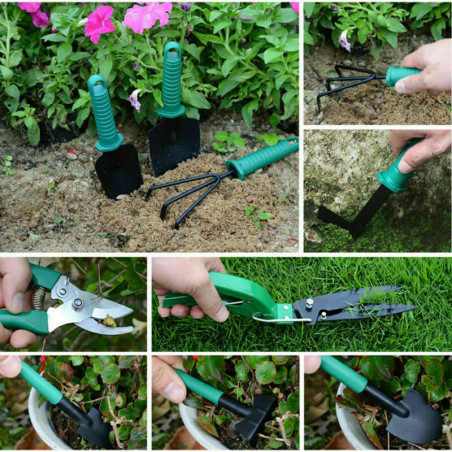 10PC Gardening Tool Set Kits Plant Yard Garden DIY Rake Shovel Spray Bottle Case