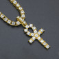 24inch  Cross Pendant Tennis Chain 14k Gold Hip Hop Necklace