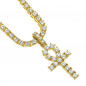 24inch  Cross Pendant Tennis Chain 14k Gold Hip Hop Necklace