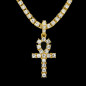 24inch  Cross Pendant Tennis Chain 14k Gold Hip Hop Necklace