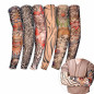 6 Pcs Unisex Mens Women Nylon Temporary Fake Full Arm Tattoo Sleeves Stockings
