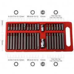 Security Bit Set 40pcs Torx Screwdriver Star Hex 3/8" & 1/2" Drive Bit Holders