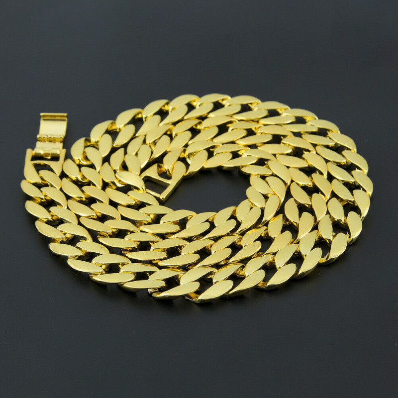 Miami Cuban Link 18k Gold Plated 5mm Necklace 30" Hip Hop Chain