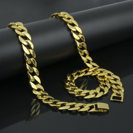 Miami Cuban Link 18k Gold Plated 5mm Necklace 30" Hip Hop Chain