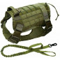 Tactical K9 Training Molle Dog Military Adjustable Nylon Vest Harness +Leash