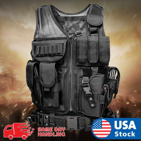 Military Vest Tactical Holster Police Molle Assault Combat Gear