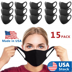 15-PACK Black Face Fashion Mask Washable Reusable Unisex Adult MASK Made IN