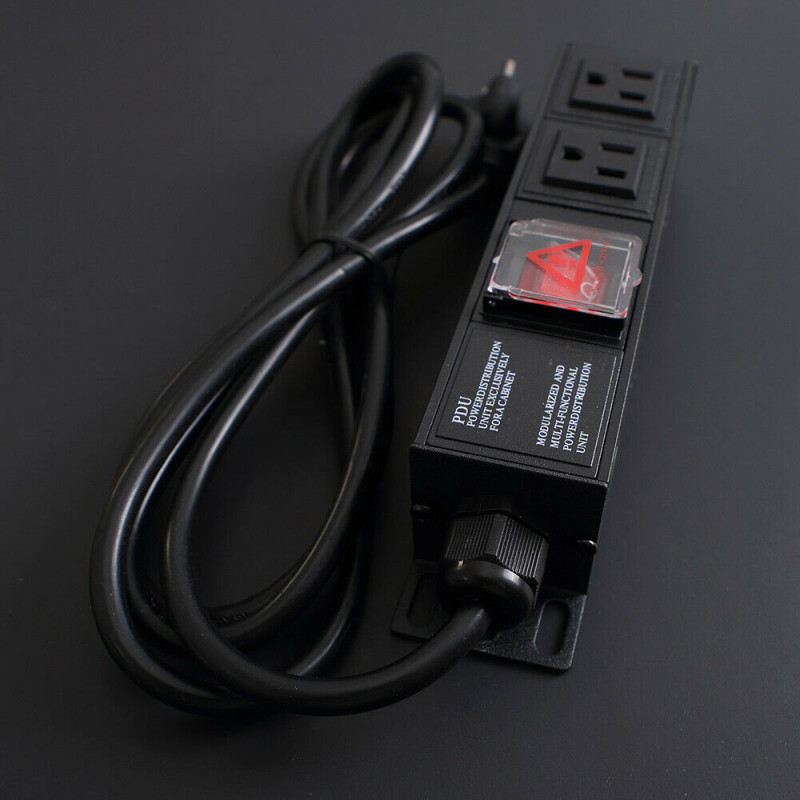 New 6FT 2 Outlets Plug AC Wall Power Strip PDU 15A 120V SinglePhase