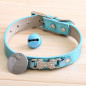 Jeweled Dog Bone PU Faux Leather Collar Dog Cat Small XS S M Adjustable