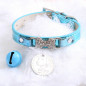 Jeweled Dog Bone PU Faux Leather Collar Dog Cat Small XS S M Adjustable