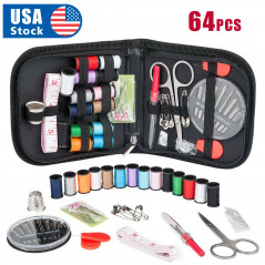 64Pcs Home Travel Thread Threader Needle Tape Measure Scissor Sewing Kit