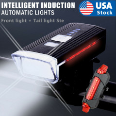 USB Rechargeable LED Bicycle Headlight Bike Head Light Front Rear Lamp Cycling