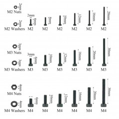 1200PCS M2 M3 M4 Alloy Steel Screws Hex Socket Head Cap Bolts Screws Nuts Washer