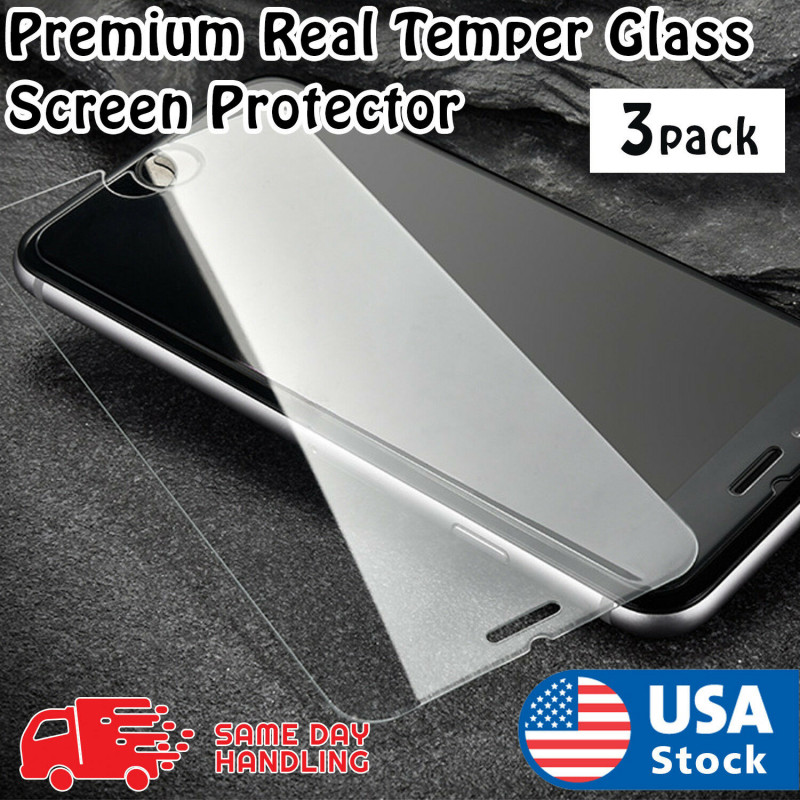 3x Premium Real Temper Glass Screen Protector for Apple iPhone 6s/6Plus/7/8 Plus