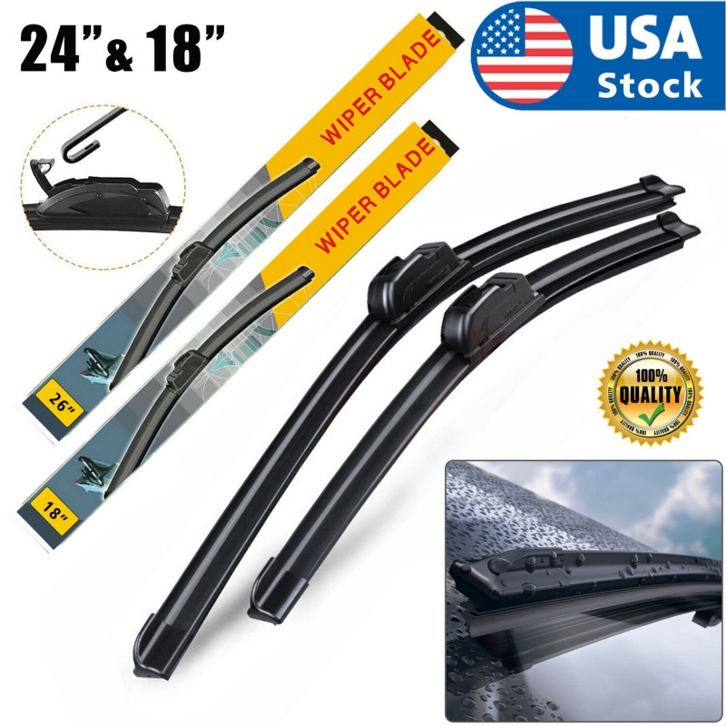 24" & 18" All season Bracketless J-HOOK Windshield Wiper Blades OEM QUALITY