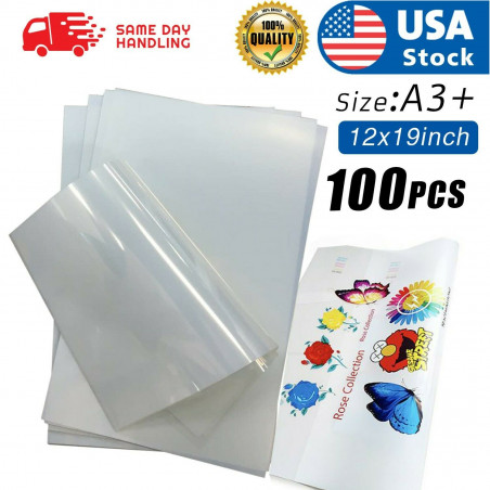 A3+ 100 Sheets 12" x 19" DTF Transfer Film Matte with Rough Back Cold Peel