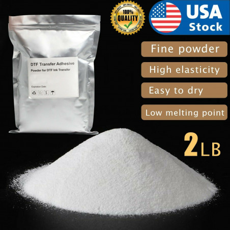 Premium Heat Transfer Film PET DTF Hot Melt Adhesive White Powder 2-lbs